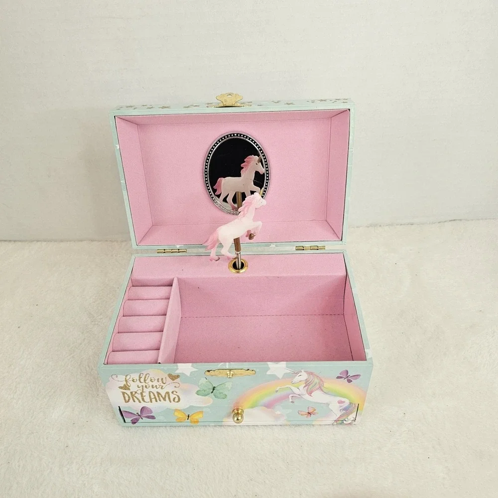 Rainbow Unicorn Music Jewelry Box Plays 